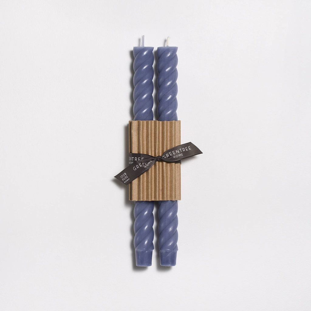 10" Rope Taper Handmade Beeswax Candles: Cobalt