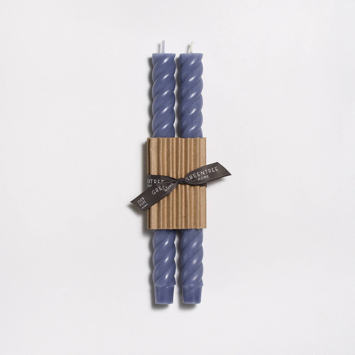 10" Rope Taper Handmade Beeswax Candles: Cobalt