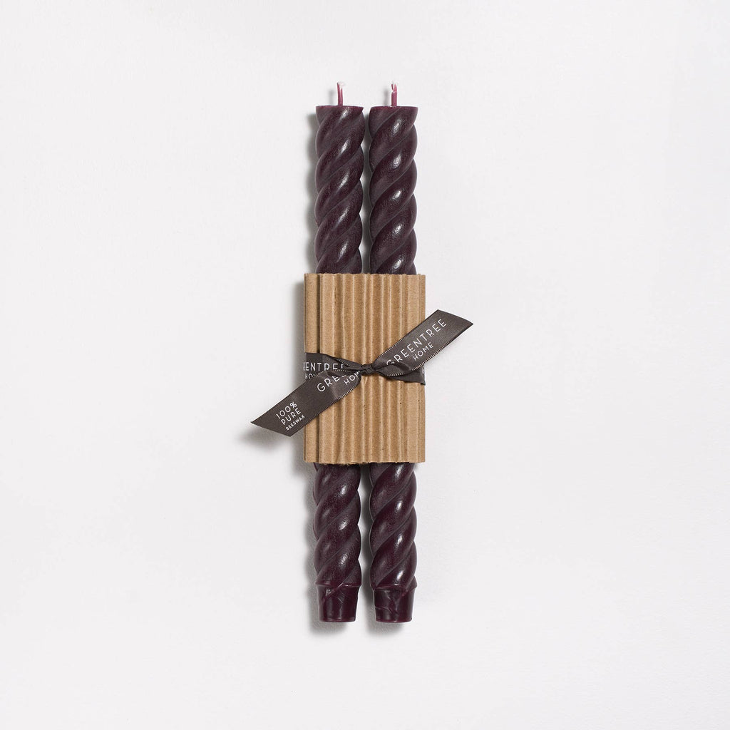 10" Rope Taper Handmade Beeswax Candles: Bittersweet
