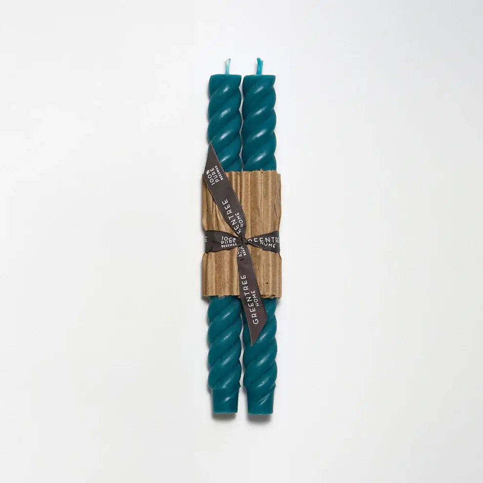 10" Rope Taper Handmade Beeswax Candles: Bittersweet