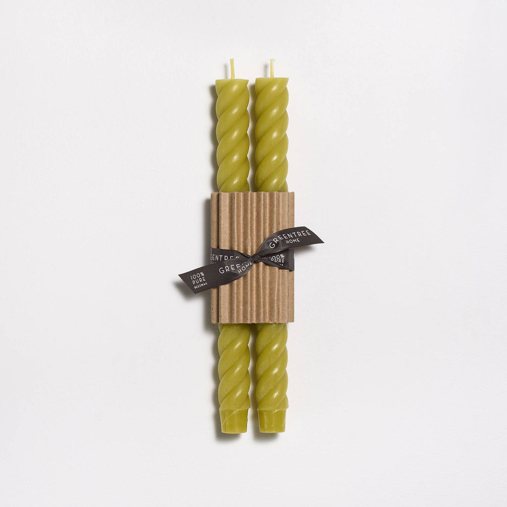 10" Rope Taper Handmade Beeswax Candles: Cobalt