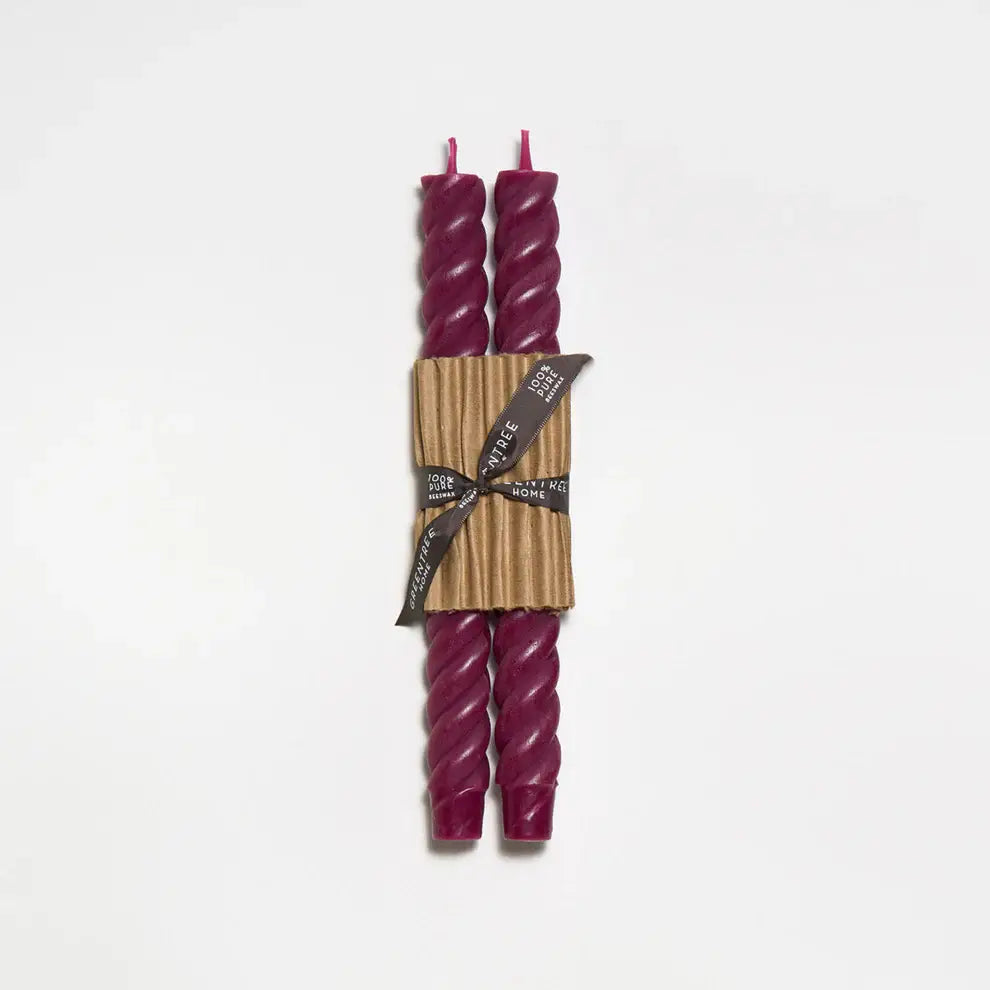 10" Rope Taper Handmade Beeswax Candles: Cobalt