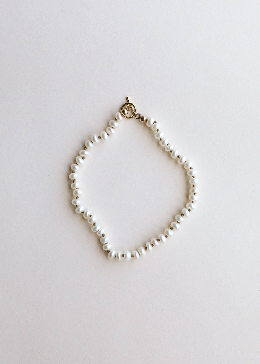 Dainty Natural Pearl Necklace + 14k Gold Filled Toggle: 15" Necklace