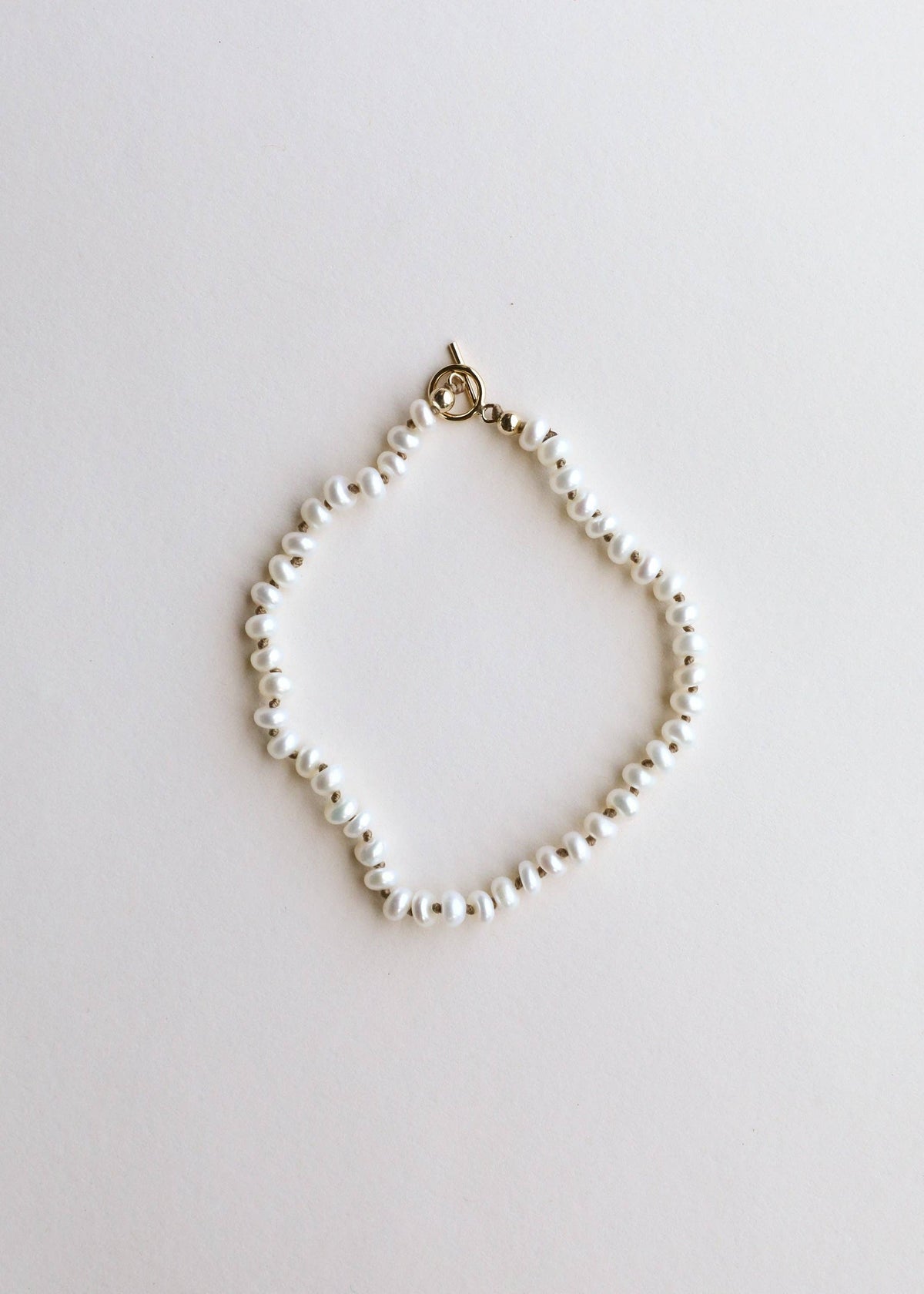 Dainty Natural Pearl Necklace + 14k Gold Filled Toggle: 15" Necklace