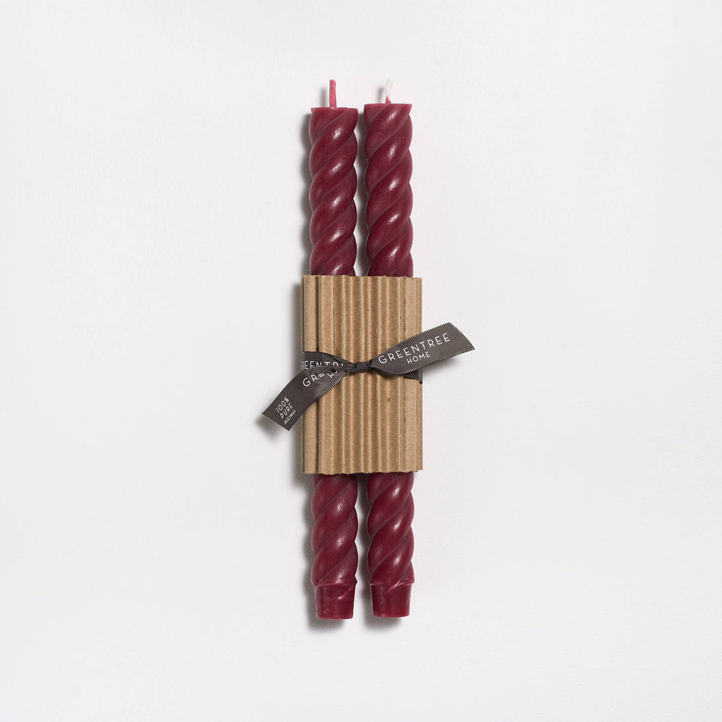 10" Rope Taper Handmade Beeswax Candles: Bittersweet