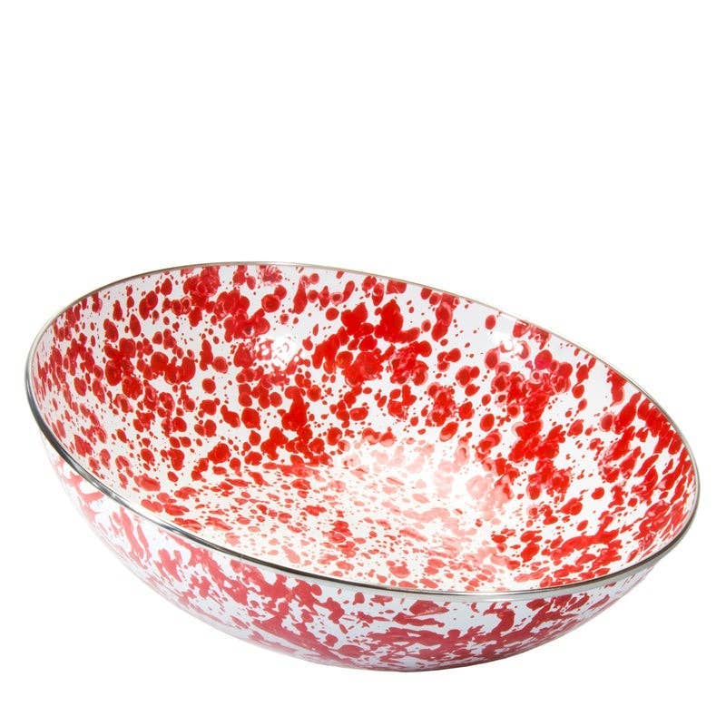 Golden Rabbit Enamelware Swirl Catering Bowl: Red Swirl