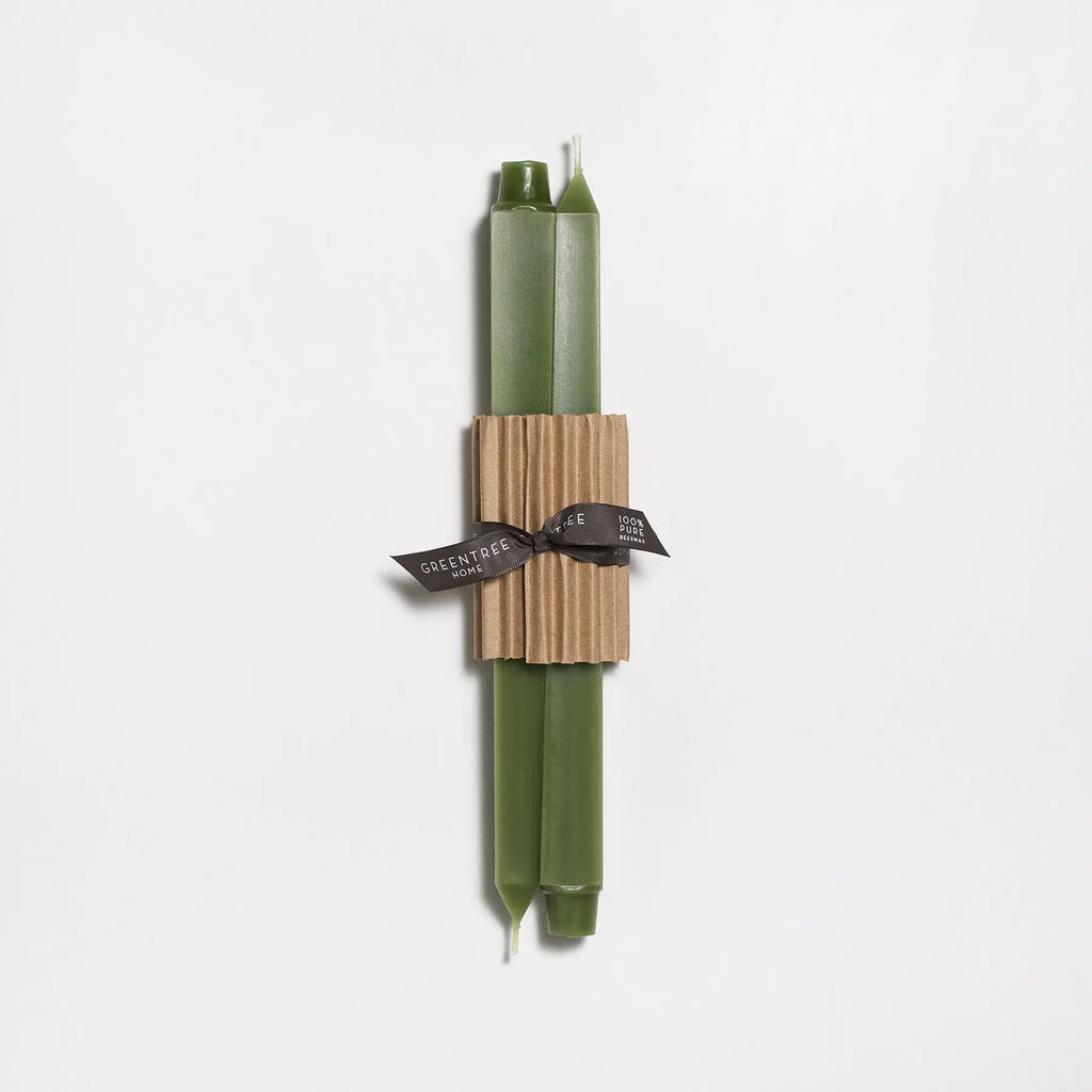 12" Square Taper Handmade Beeswax Candles: Bamboo