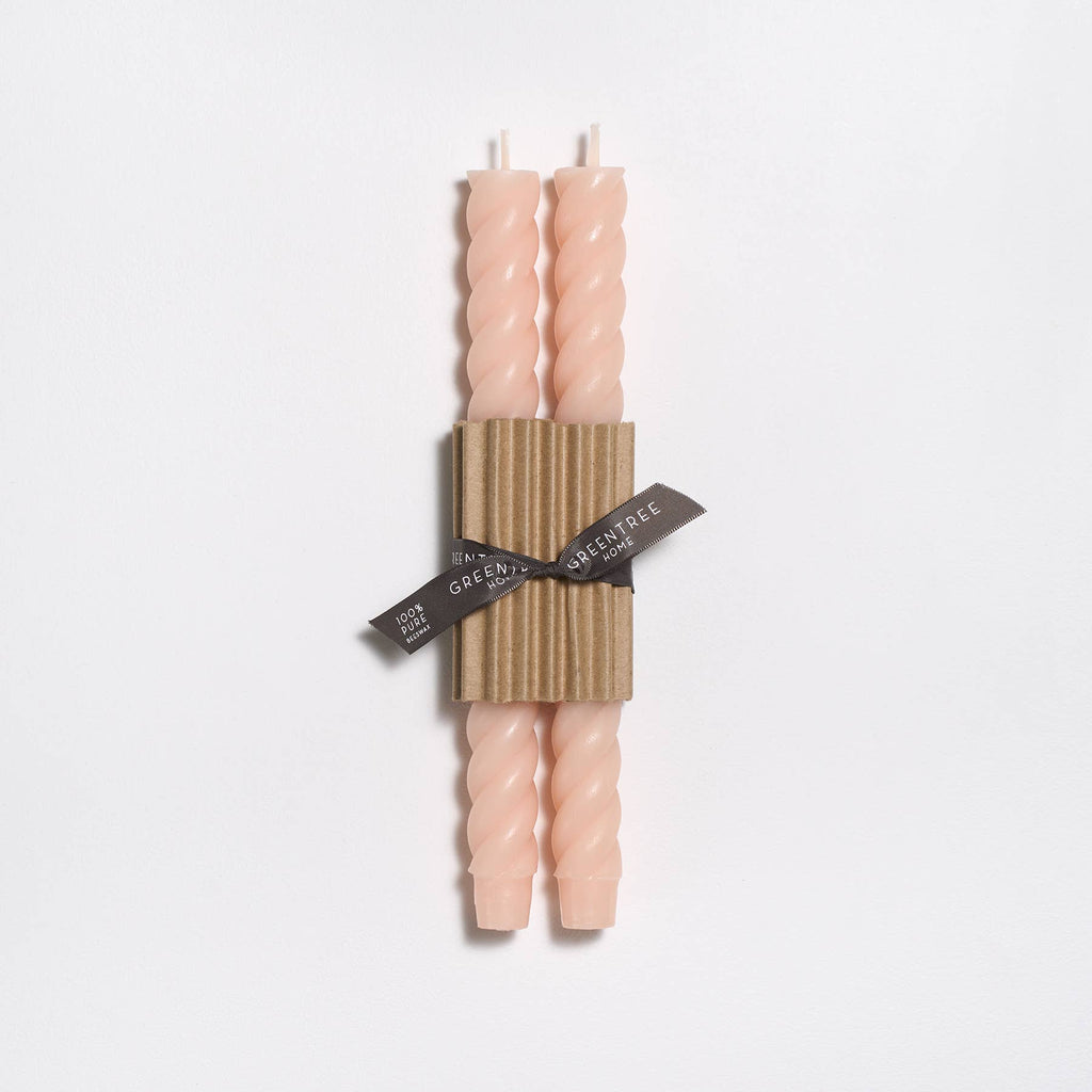 10" Rope Taper Handmade Beeswax Candles: Bittersweet