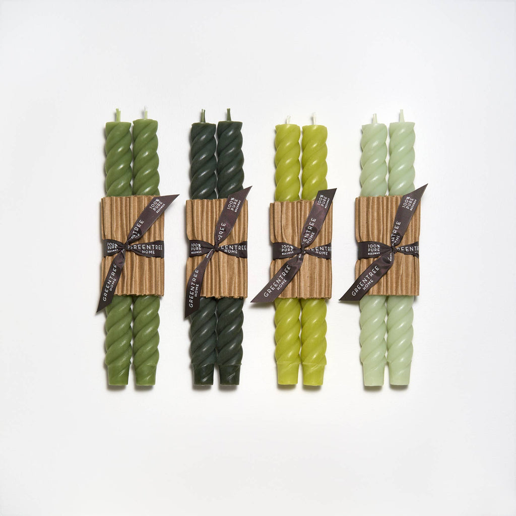 10" Rope Taper Handmade Beeswax Candles: Bittersweet