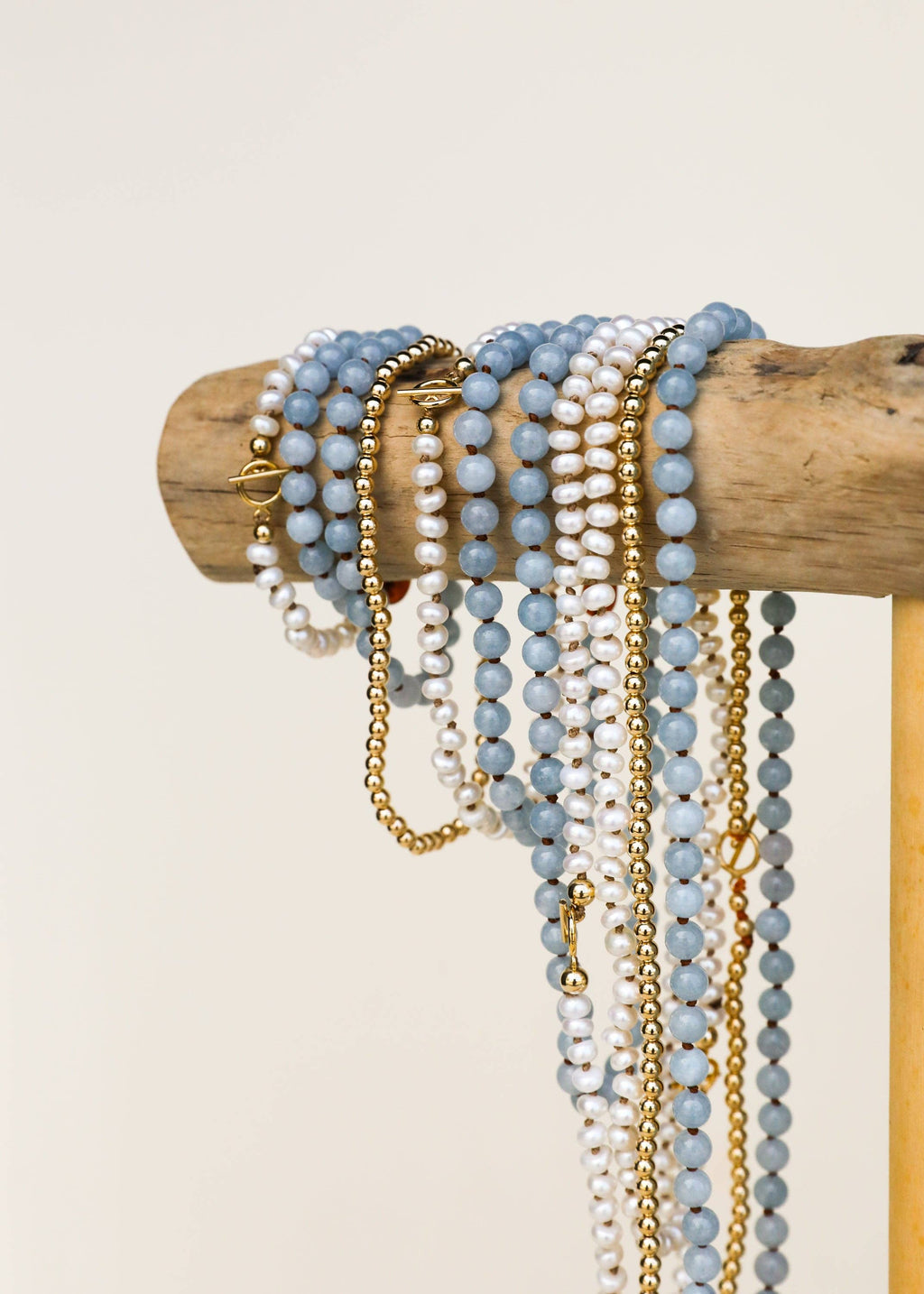 Dainty Natural Pearl Necklace + 14k Gold Filled Toggle: 15" Necklace