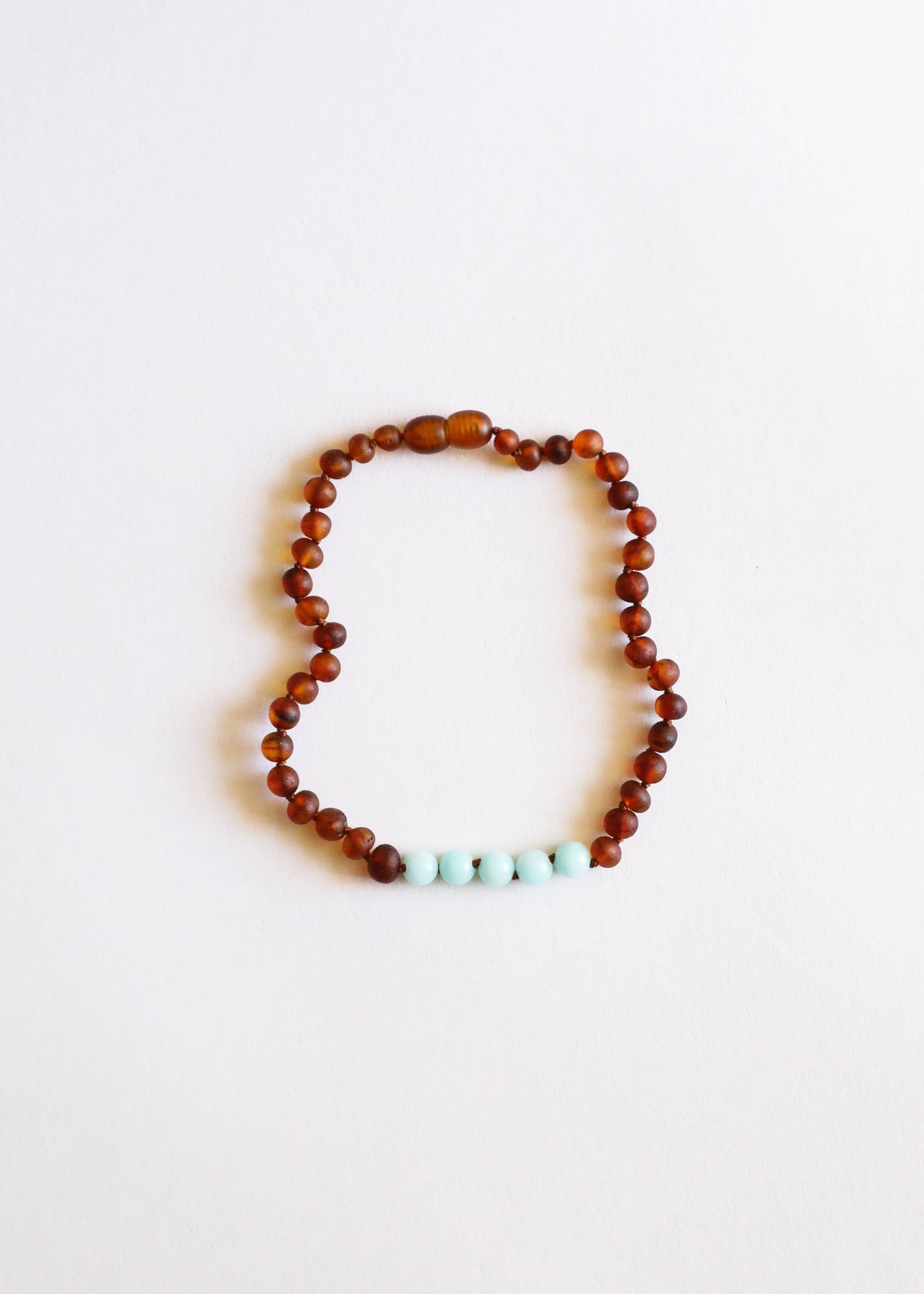Raw Cognac Baltic Amber + Amazonite || Necklace: 16" Adult Necklace