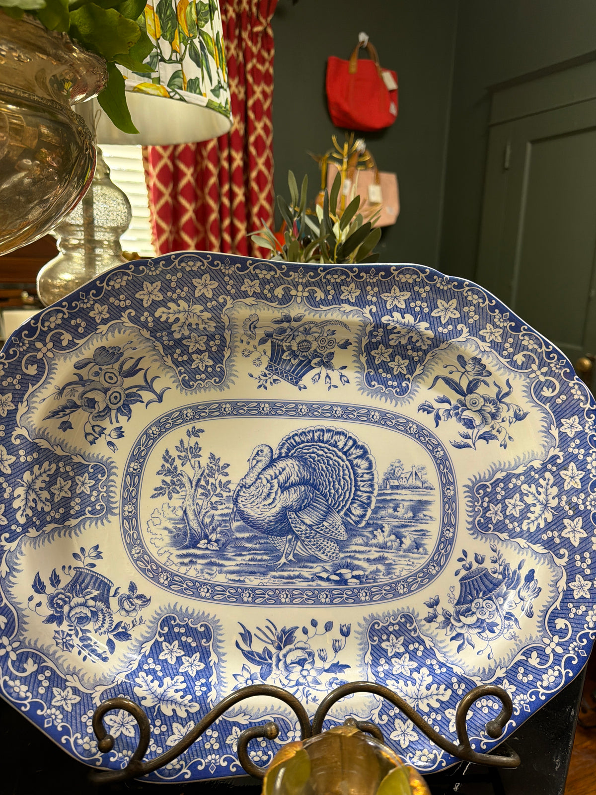 Spode Blue and White Turkey Platter