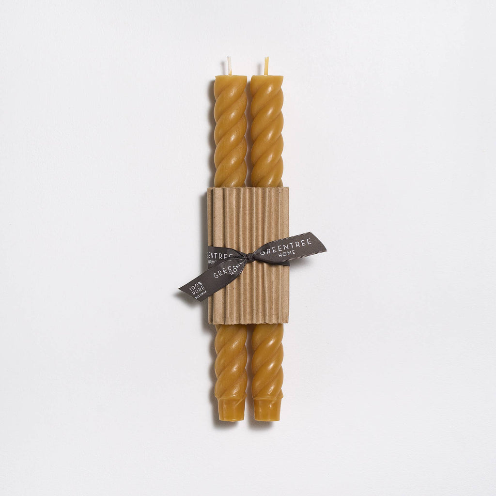 10" Rope Taper Handmade Beeswax Candles: Bittersweet