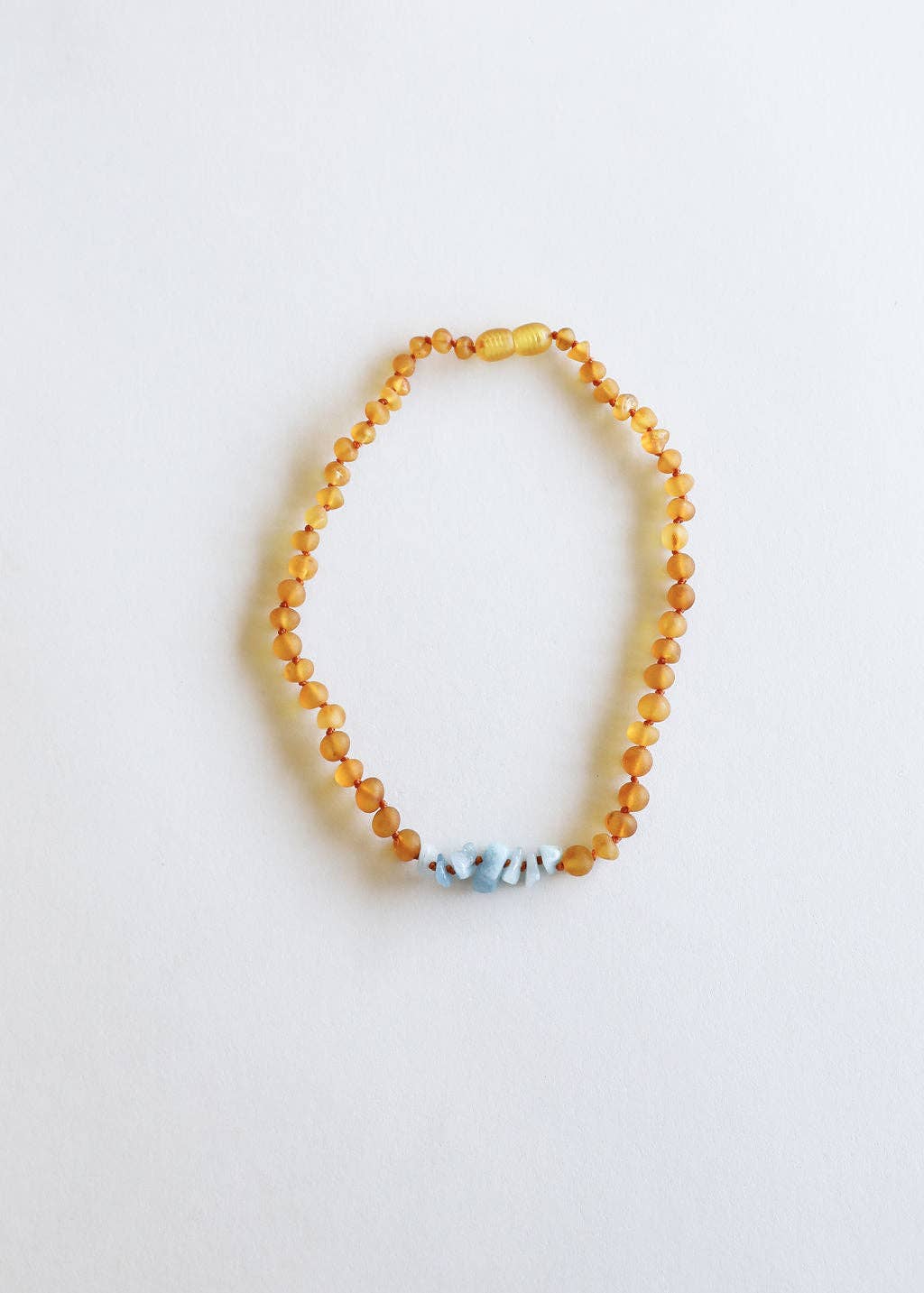 Raw Honey Baltic Amber + Aquamarine || Necklace: 16" Adult Necklace