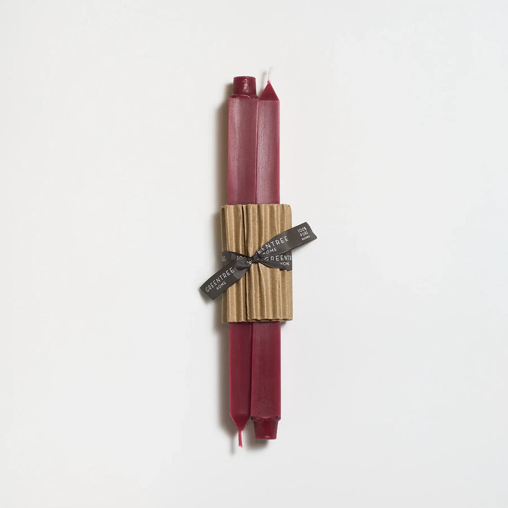 12" Square Taper Handmade Beeswax Candles: Bamboo