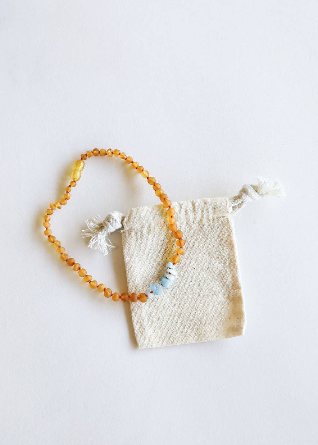 Raw Honey Baltic Amber + Aquamarine || Necklace: 16" Adult Necklace