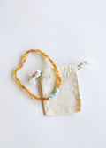 Raw Honey Baltic Amber + Aquamarine || Necklace: 16" Adult Necklace