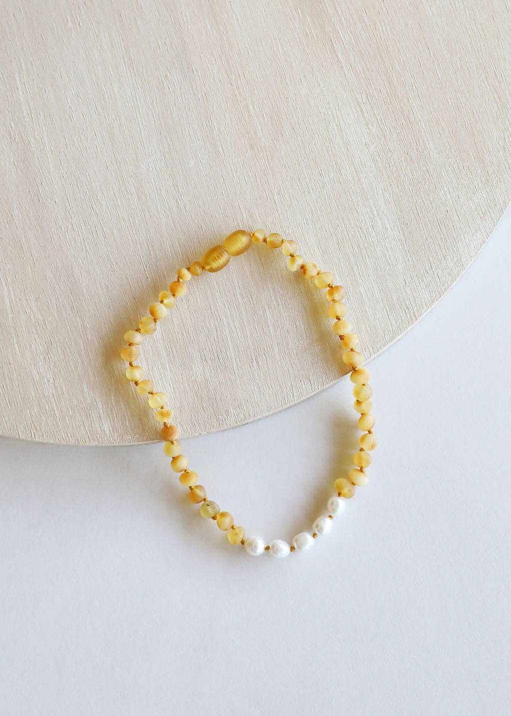 Raw Honey Baltic Amber + Pearl || Necklace: 16" Adult Necklace