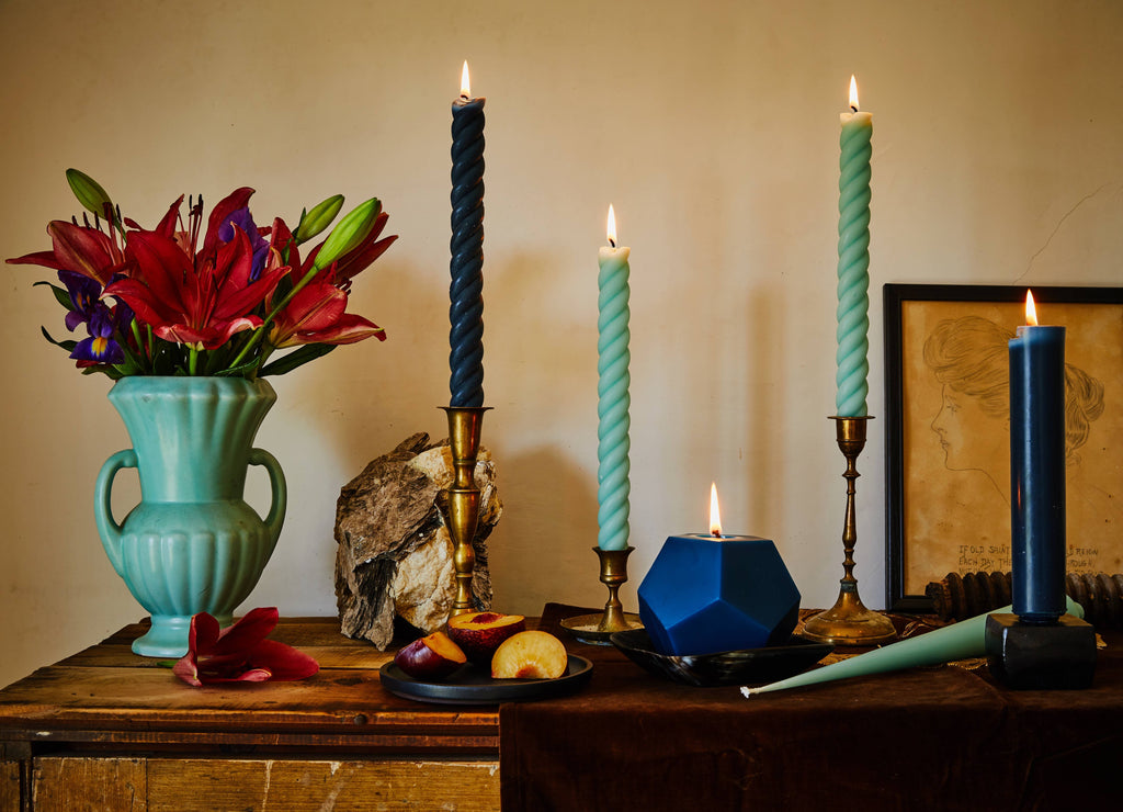 10" Rope Taper Handmade Beeswax Candles: Bittersweet