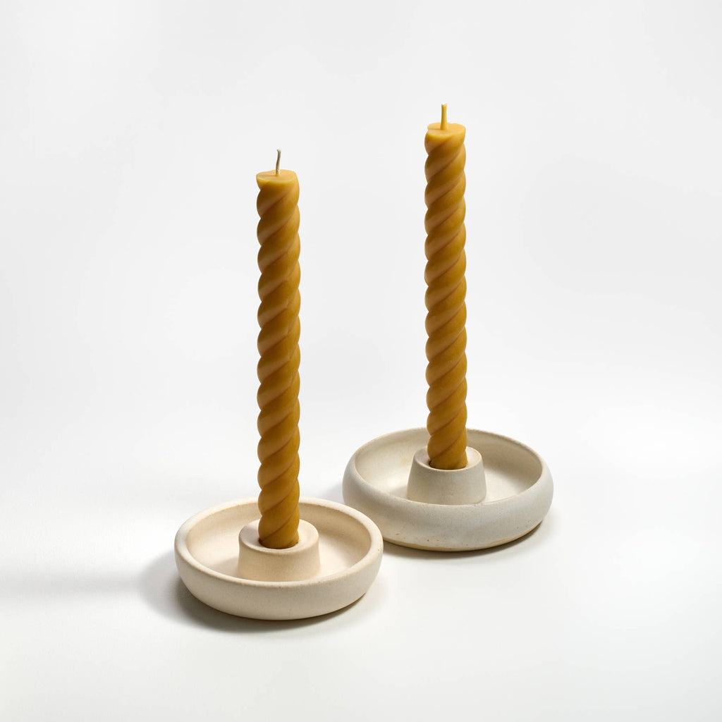 10" Rope Taper Handmade Beeswax Candles: Bittersweet