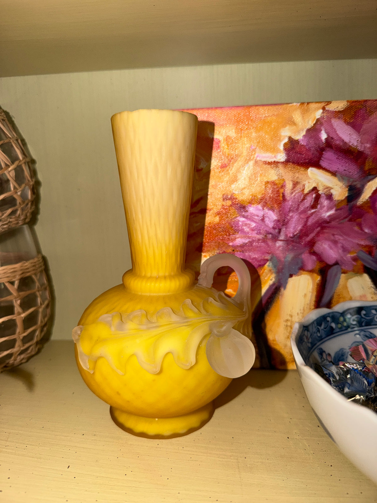 Vintage Yellow Satin Vase/consign