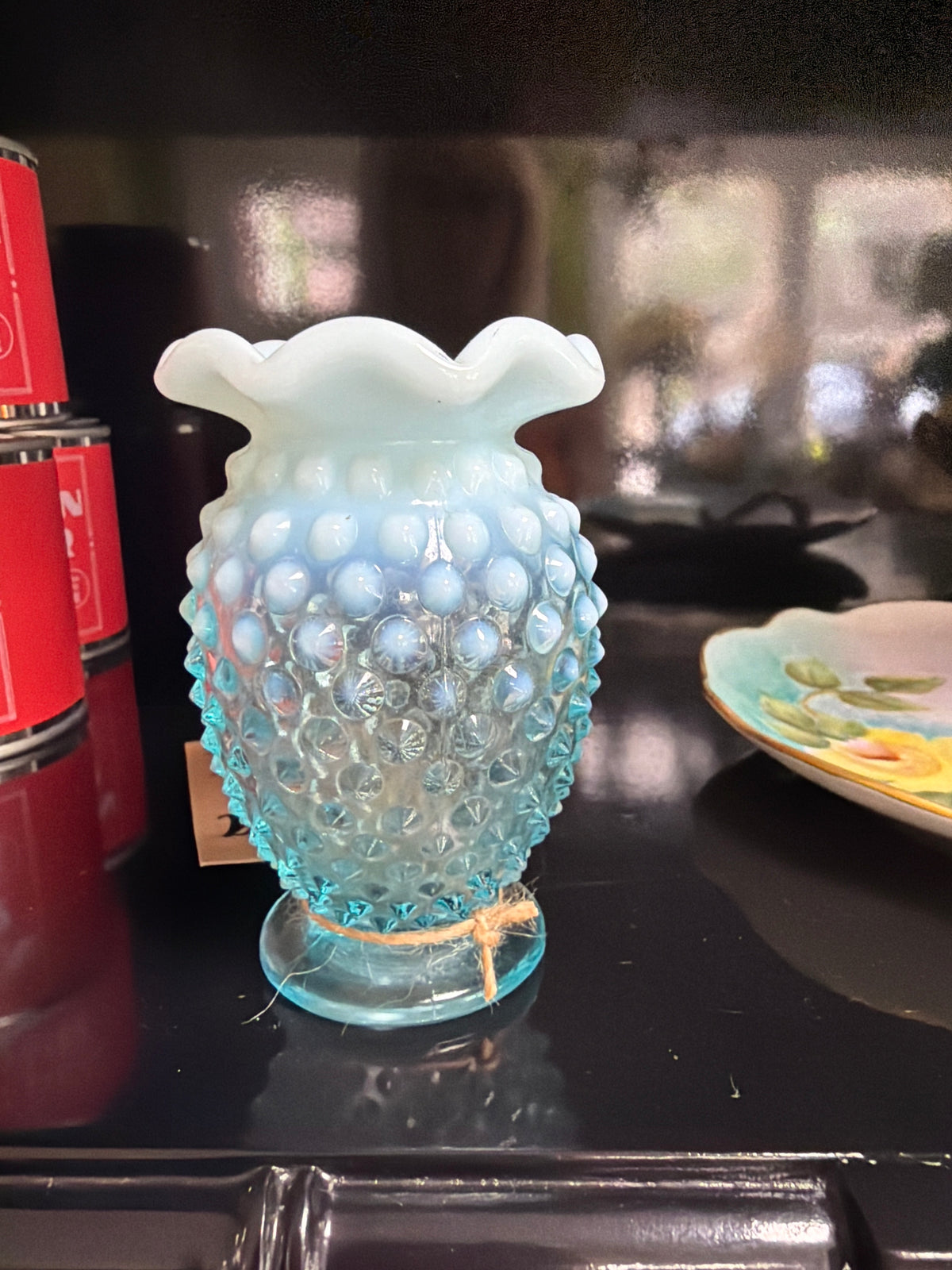 Fenton Glass, blue bud vase