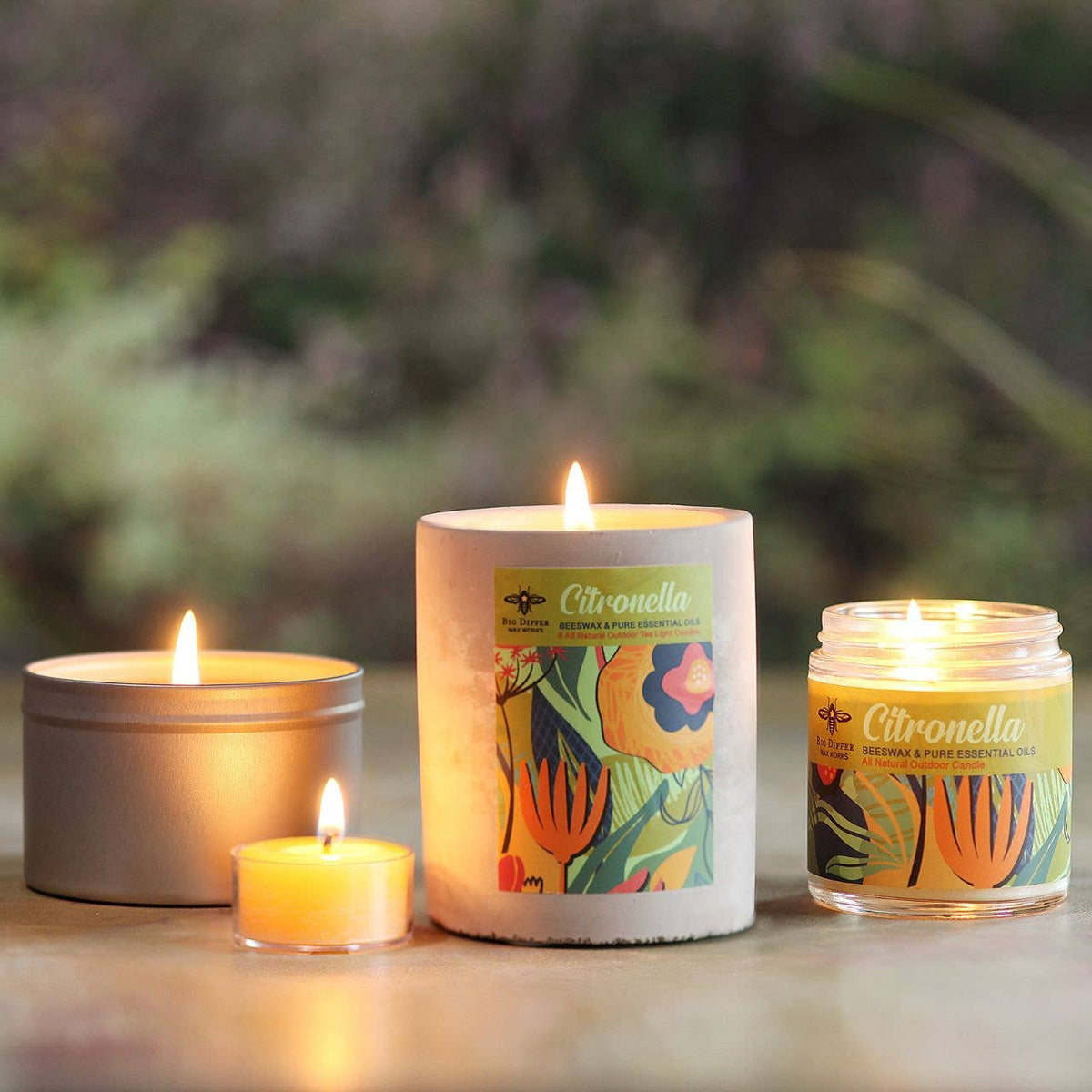 Citronella Outdoor Candle – Beeswax Blend – Concrete Cup