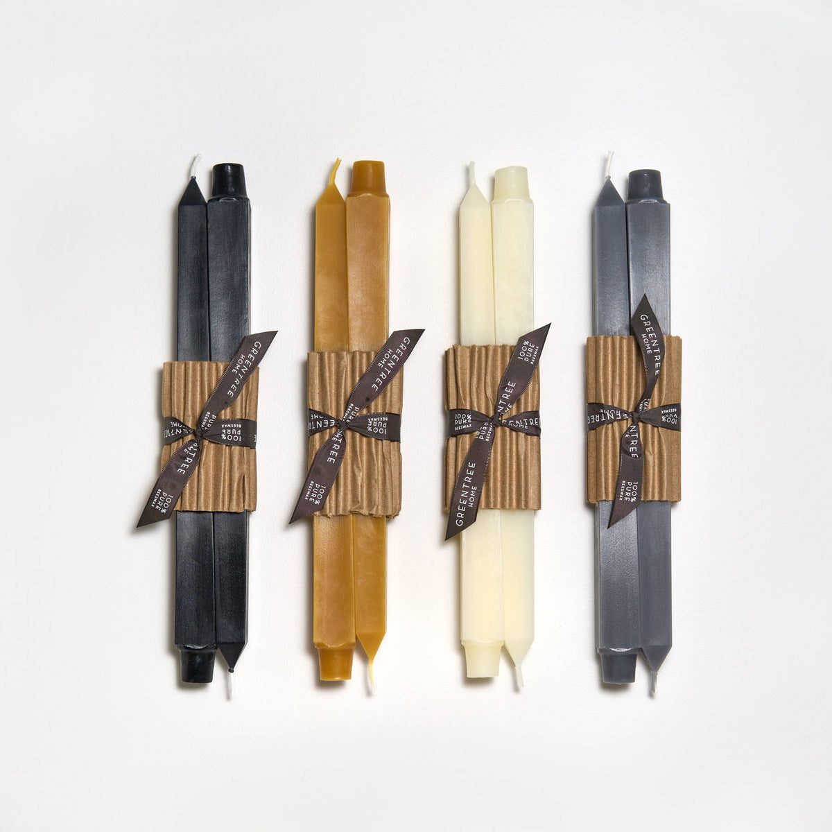 12" Square Taper Handmade Beeswax Candles: Moon dust