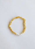 Raw Honey Baltic Amber + Pearl || Necklace: 16" Adult Necklace