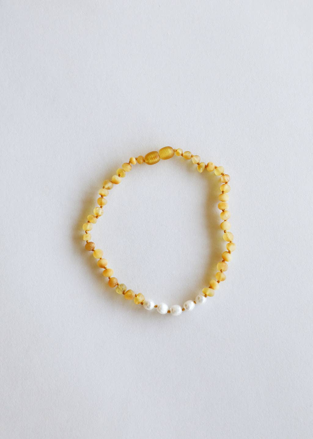 Raw Honey Baltic Amber + Pearl || Necklace: 16" Adult Necklace