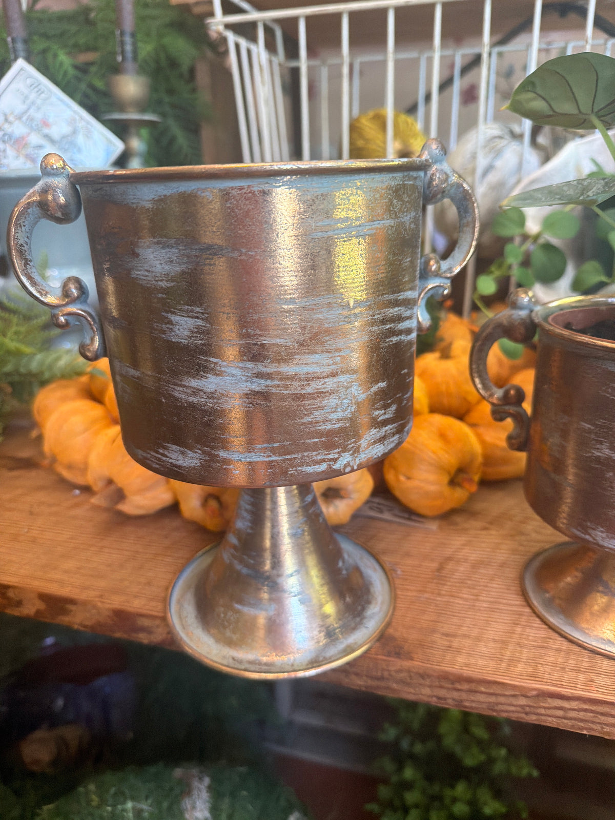 Antiqued Copper finish Planter, large