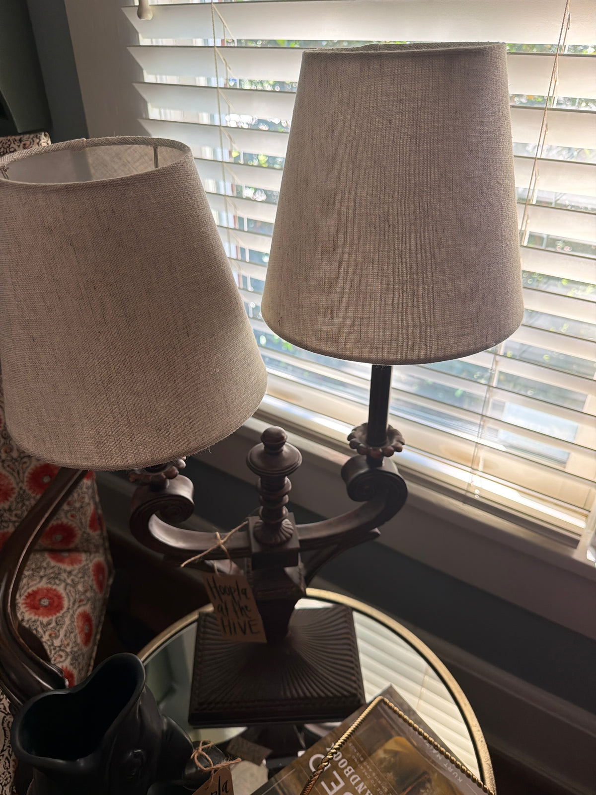Vintage Double Arm bouillotte lamp