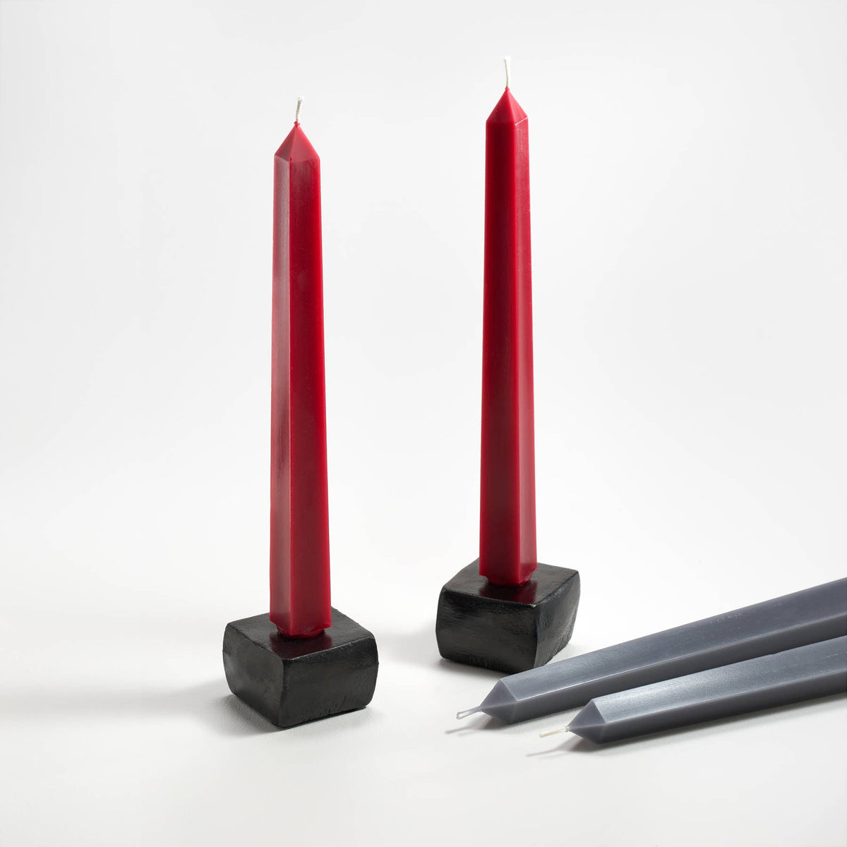 12" Square Taper Handmade Beeswax Candles: Bamboo