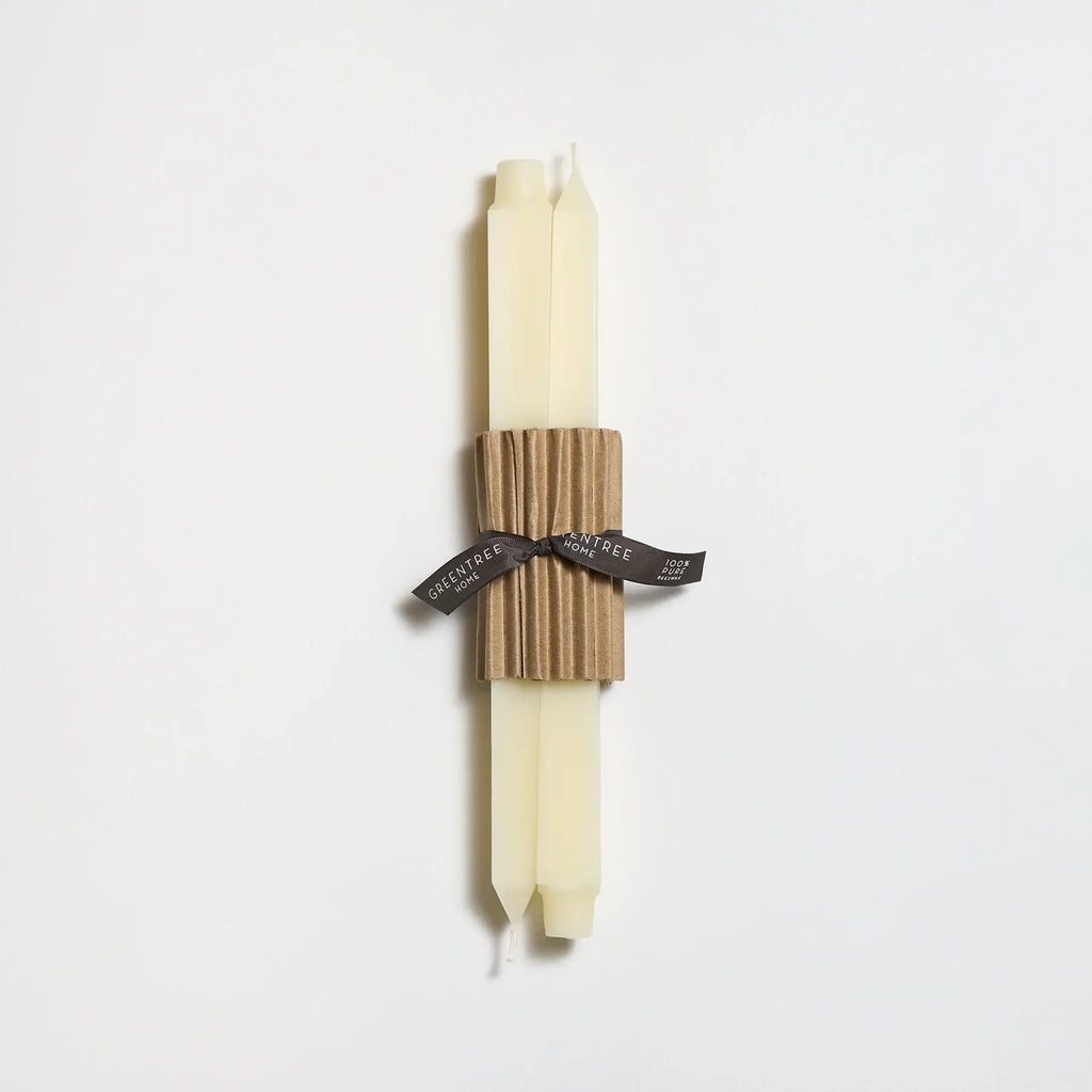 12" Square Taper Handmade Beeswax Candles: Bamboo