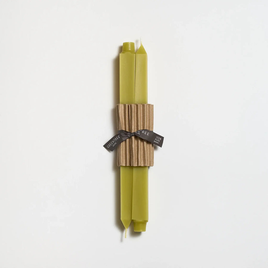 12" Square Taper Handmade Beeswax Candles: Sage