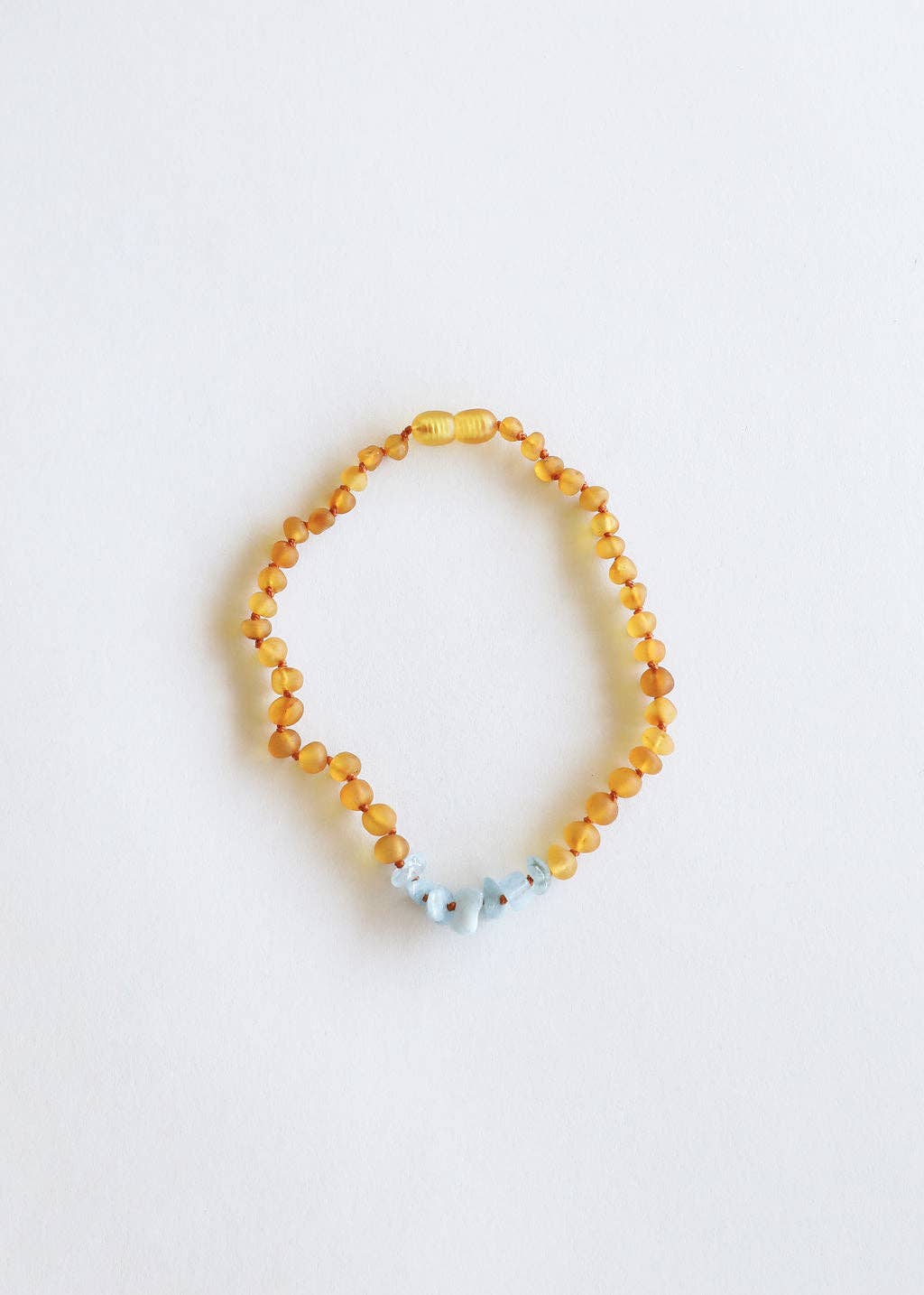 Raw Honey Baltic Amber + Aquamarine || Necklace: 16" Adult Necklace
