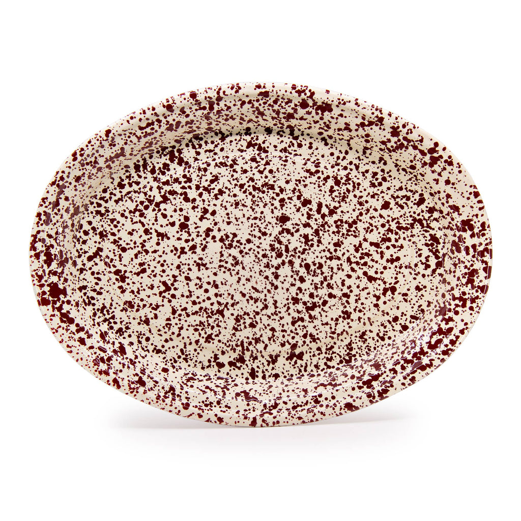 Splatter Enamelware Oval Platter: Red Splatter