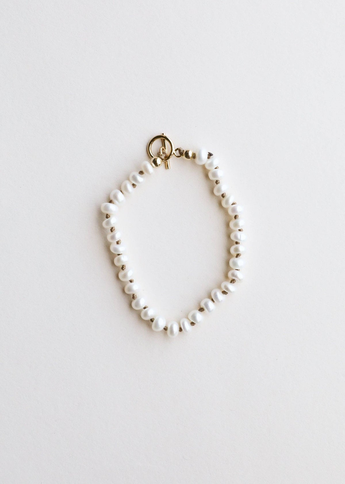 Dainty Natural Pearl Necklace + 14k Gold Filled Toggle: 15" Necklace