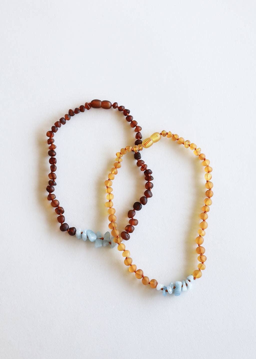 Raw Honey Baltic Amber + Aquamarine || Necklace: 16" Adult Necklace