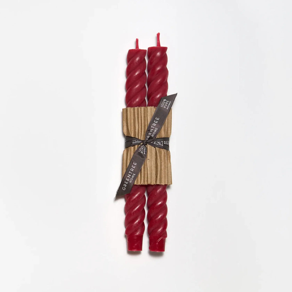 10" Rope Taper Handmade Beeswax Candles: Bittersweet