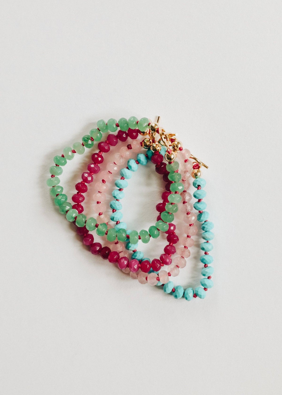 Pink Jade + 14k Gold Filled Toggle Clasp Gemstone Necklace: 16" Necklace