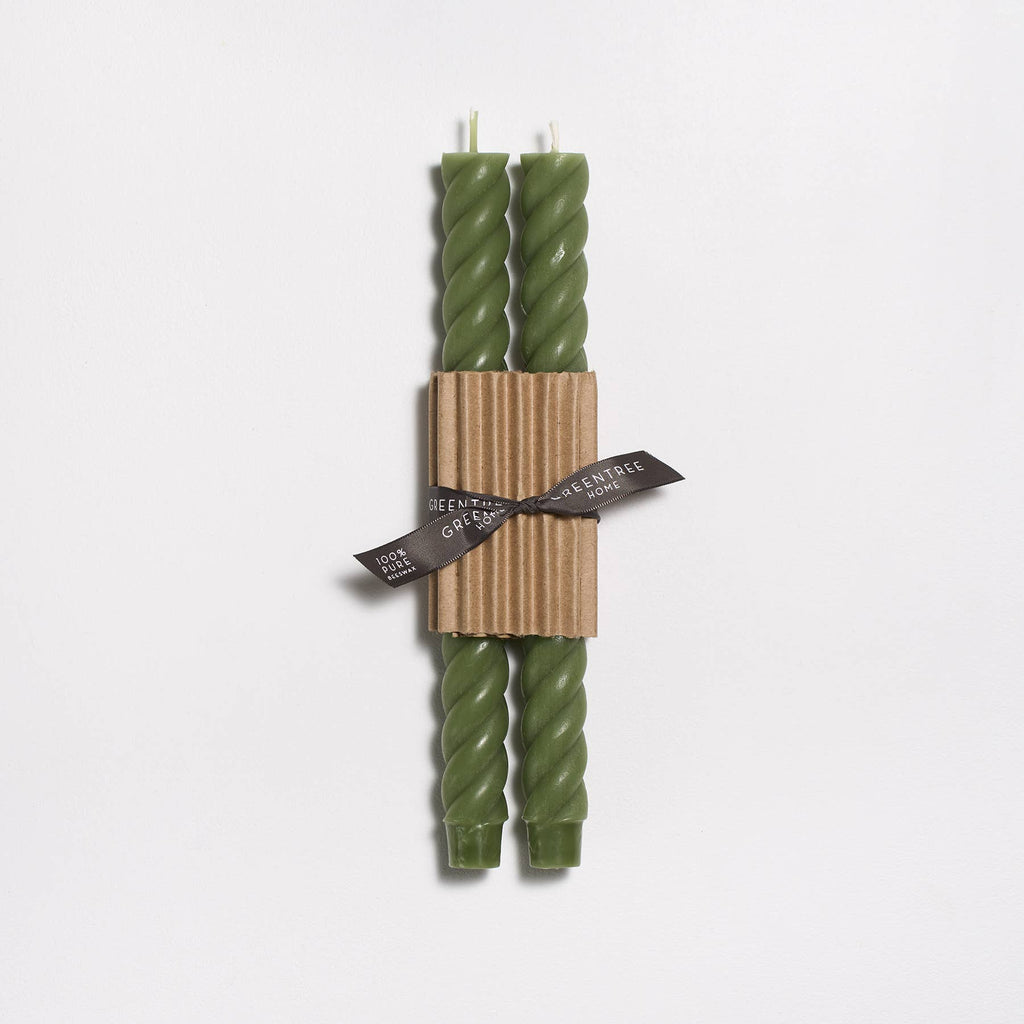 10" Rope Taper Handmade Beeswax Candles: Bittersweet