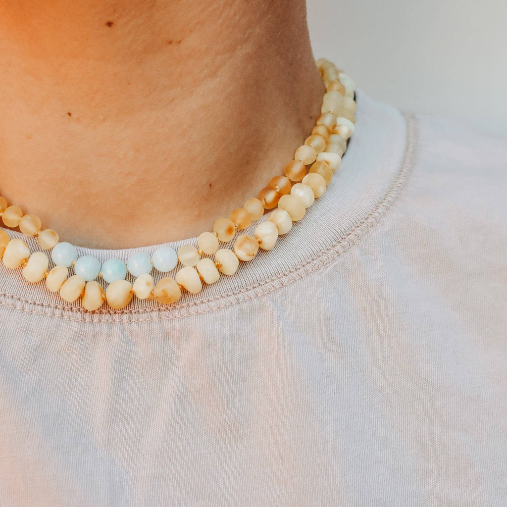 Raw Butterscotch Baltic Sea Amber || Beaded Necklace: 16" Adult Necklace