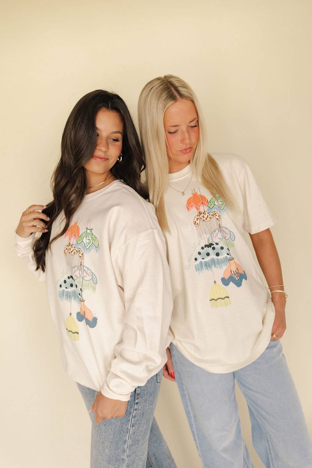 Be The Light  Vintage Lamp Shades Graphic Sweatshirt: Medium