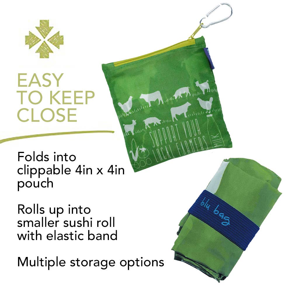 LOCAL FARMERS blu Bag Reusable Shopper Tote