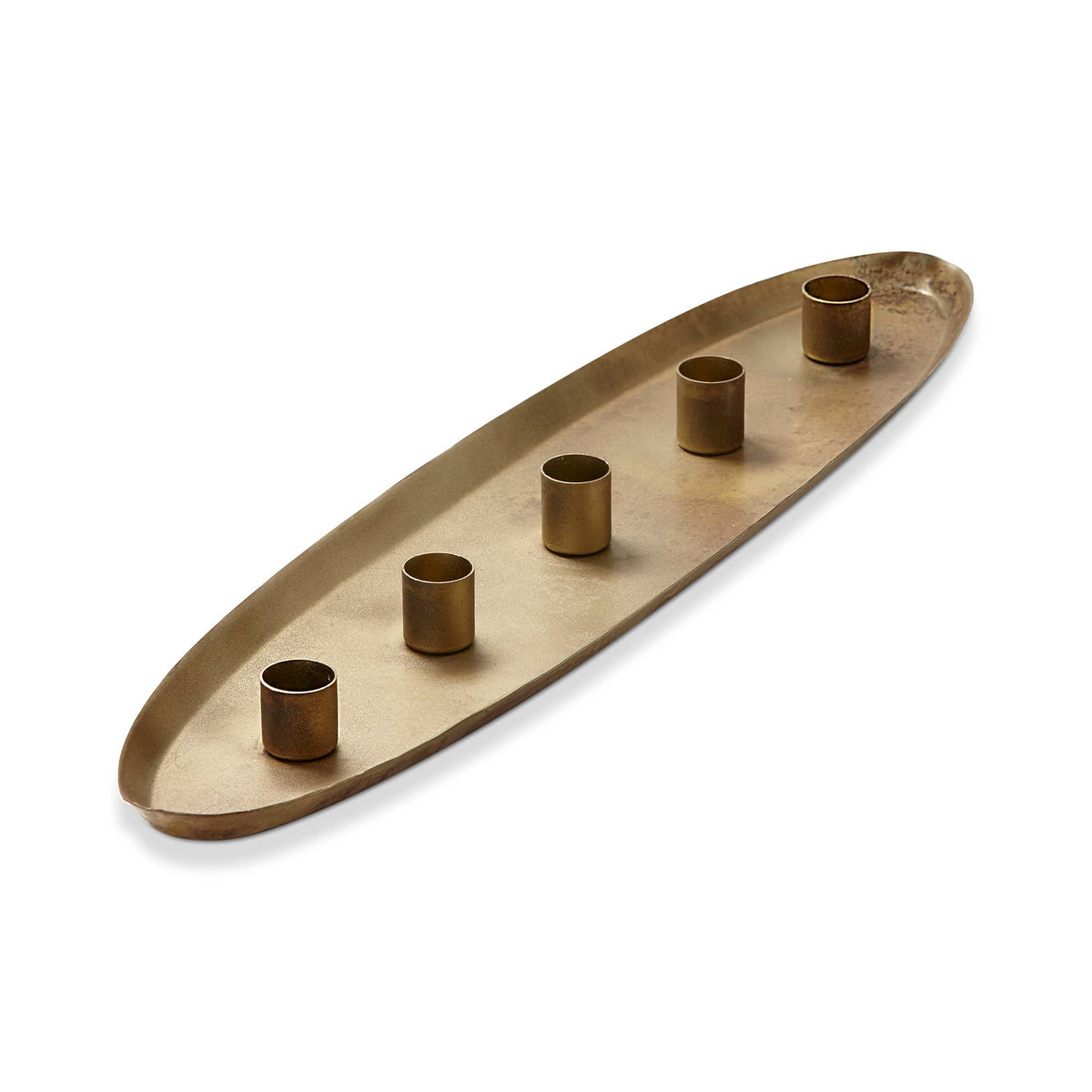 Cinco Taper Candle Holder Tray Antique Brass Iron Everyday