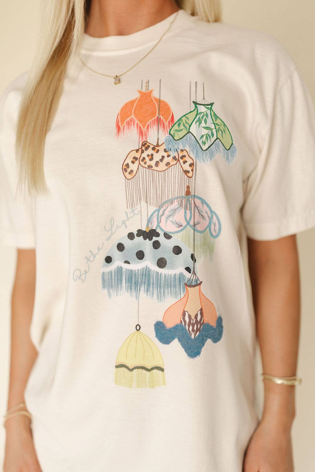 Be The Light  Vintage Lamp Shades Graphic Sweatshirt: Medium